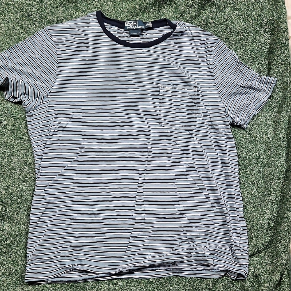 Polo Ralph Lauren Men's Navy and White Striped Tee